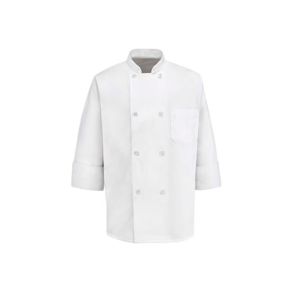 Vf Imagewear Chef Designs 8 Button-Front Chef Coat, Cloth Buttons, Pearl Buttons, White, Polyester/Cotton, 2XL 0403WHRGXXL - main